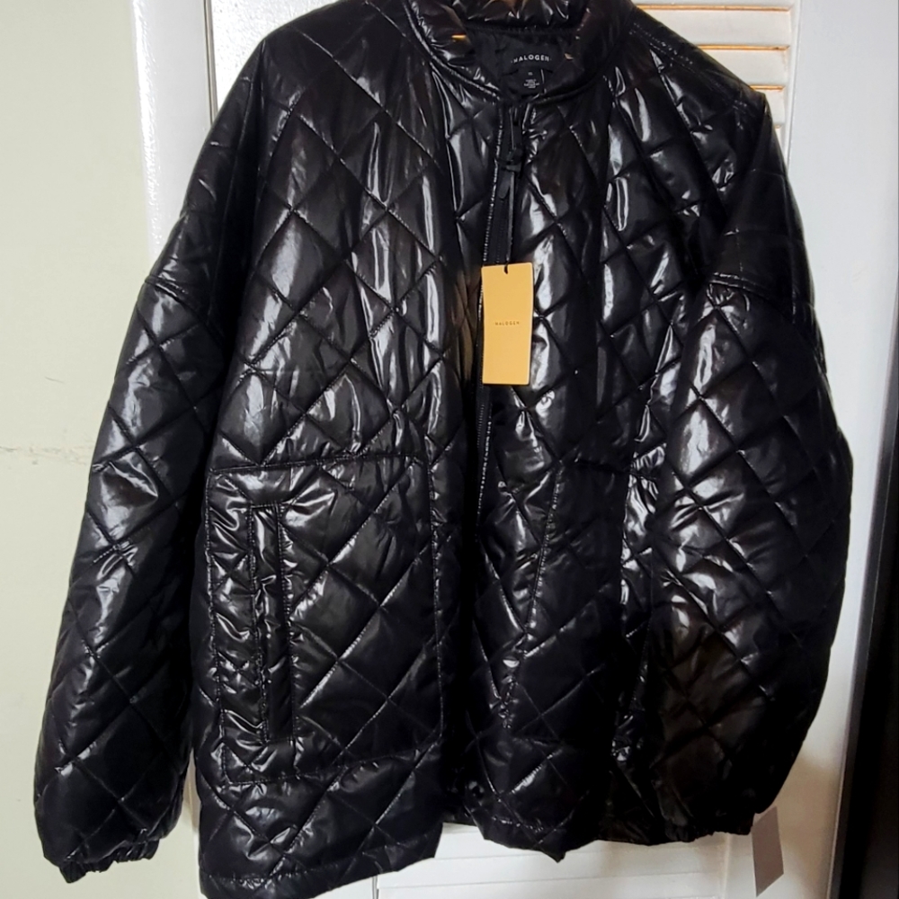 Halogen quilted black crop jacket